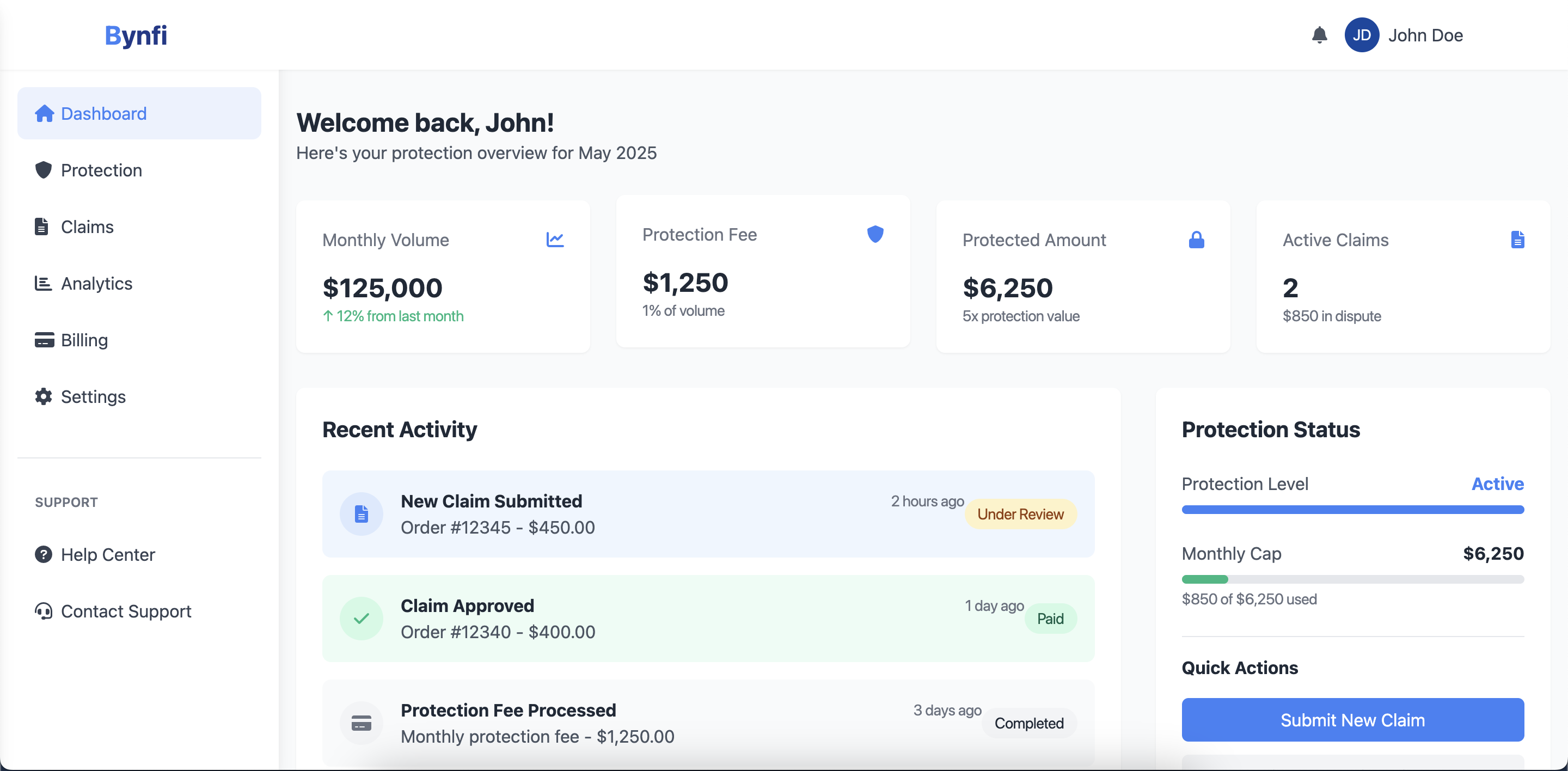 Bynfi Dashboard Screenshot